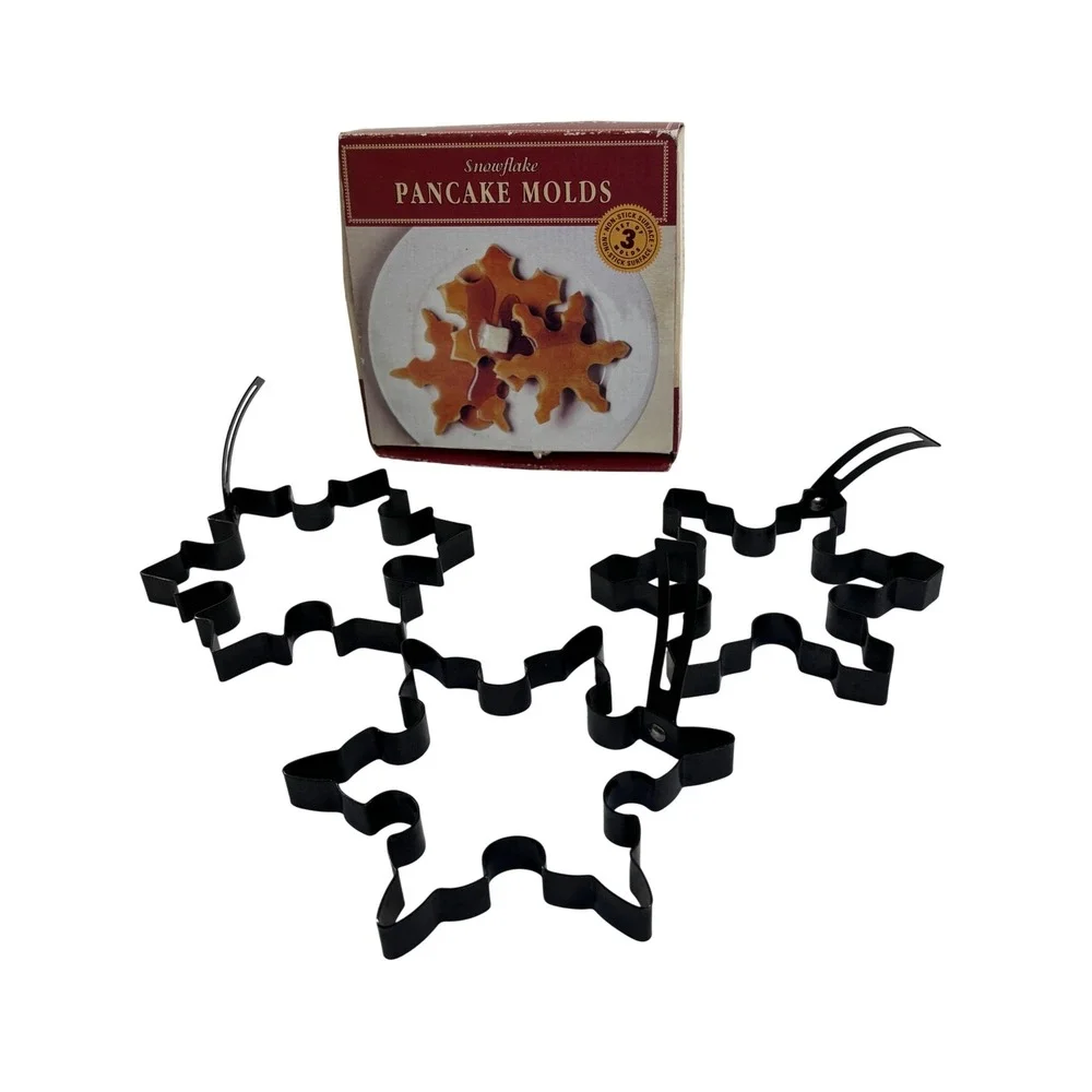 Williams Sonoma Snowflake Pancake Molds Set of 3 Black Non-Stick Winter Holiday
